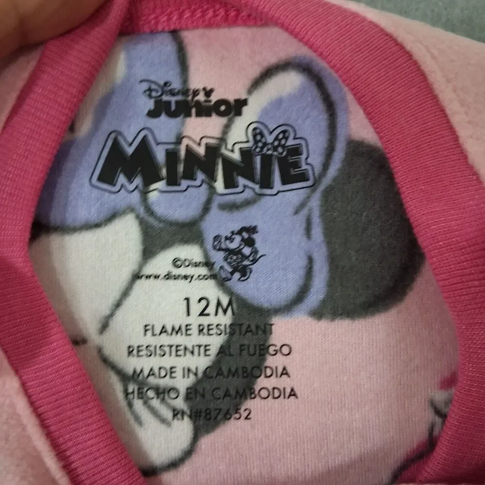 Disney Minnie Mouse Toddler Girls Size 12m Pink Fleece Footed Pajama Sleeper PJs